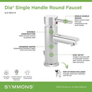 Symmons Modern Single Hole Single-Handle Bathroom Faucet with Drain Assembly in Chrome SLS-3512-1.0