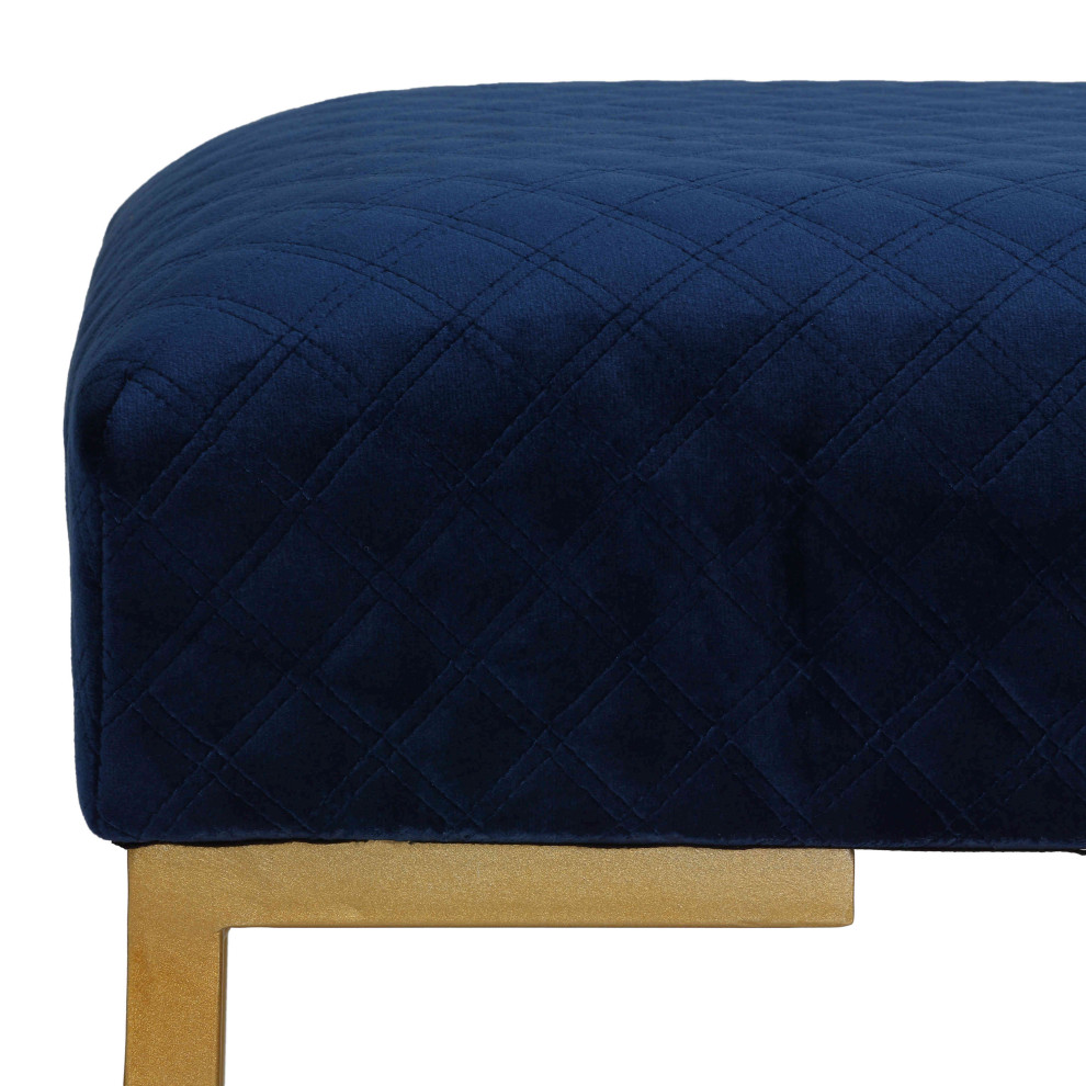 Cortesi Home Claymore Large Ottoman Bench with Painted Gold Legs  Blue Velvet   Contemporary   Upholstered Benches   by CozyStreet  Houzz