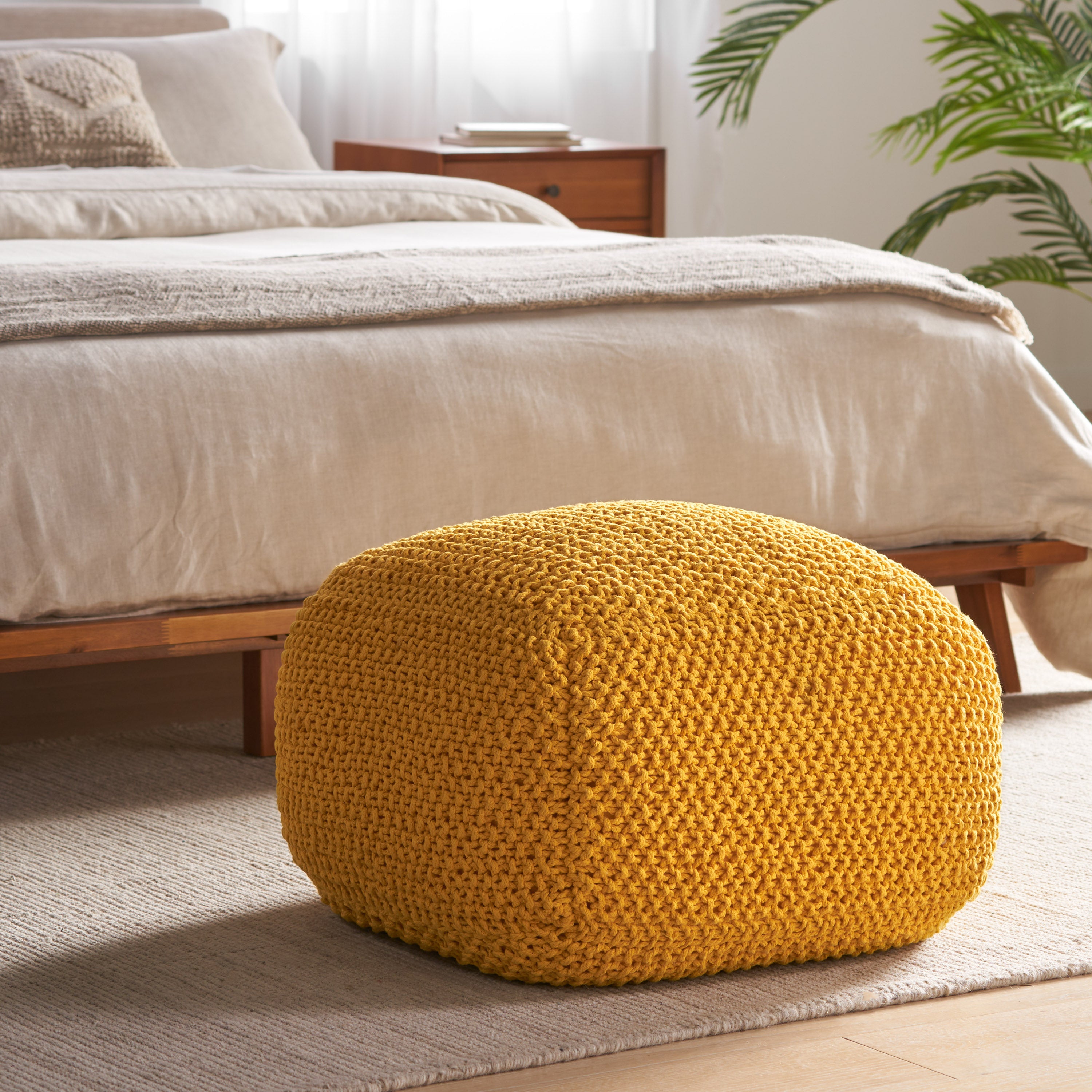 Lucy Knitted Cotton Square Pouf