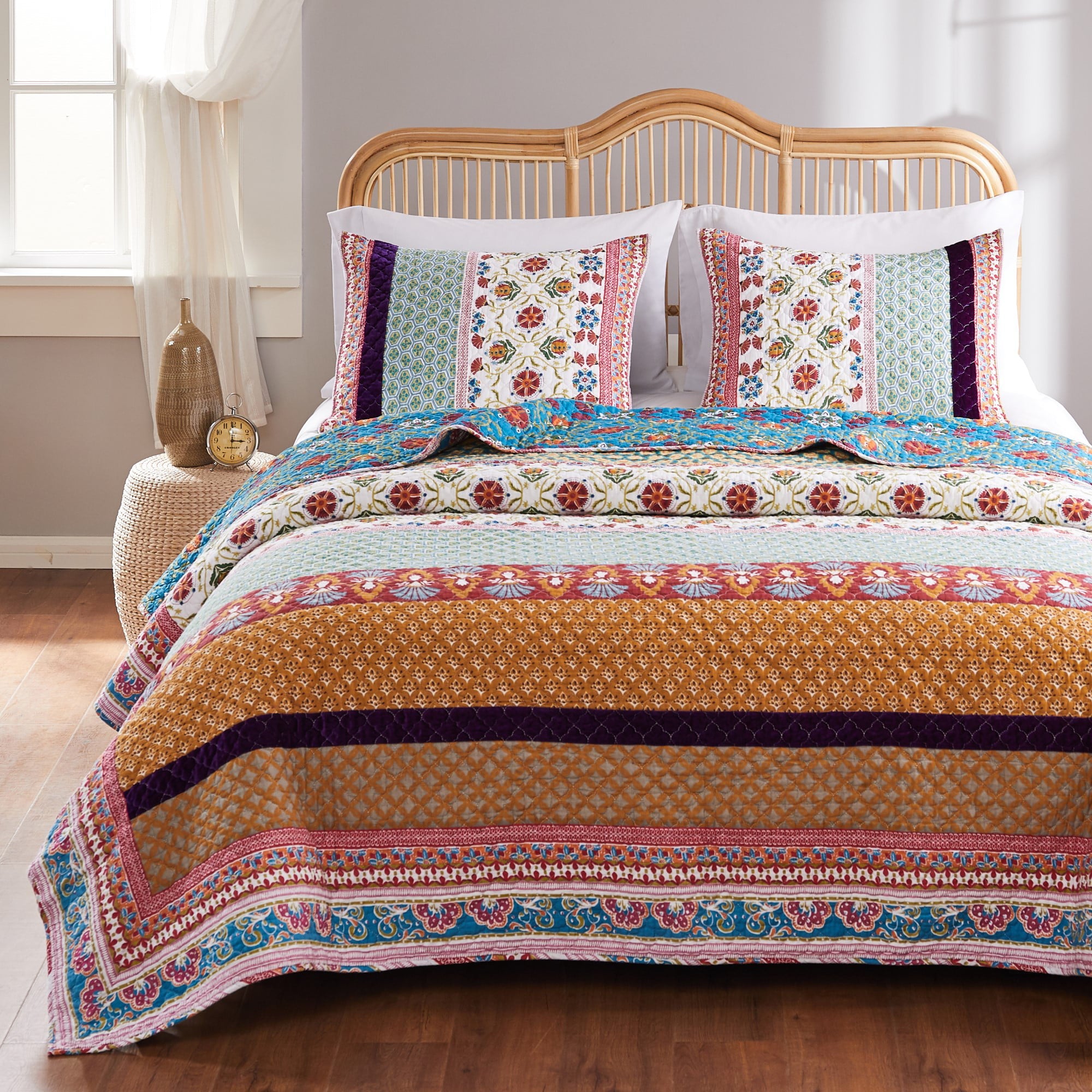 Global Trends Tori Reversible Cotton Quilt Set， 2-Piece Twin/XL