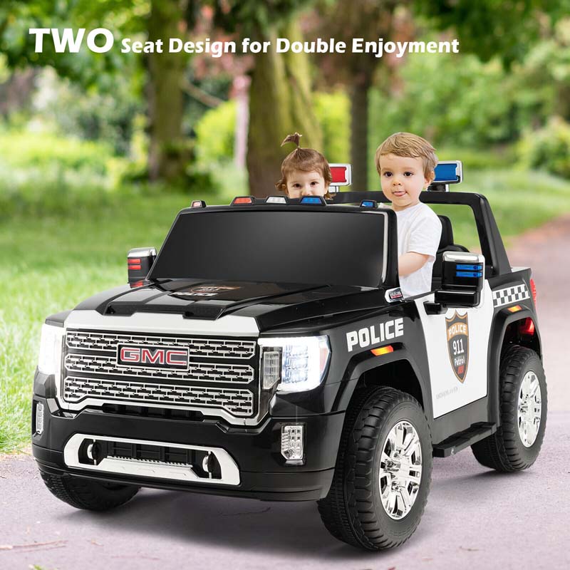 2-Seater GMC Licensed Kids Ride On Car 12V Battery Powered Electric Riding Toy Truck with Storage Box