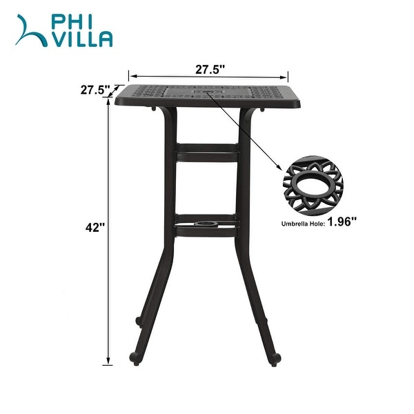 MAISON ARTS 3Piece Cast Aluminum Patio Bar Stool Set of 1 Bar Table and 2 Swivel High Bar Stools