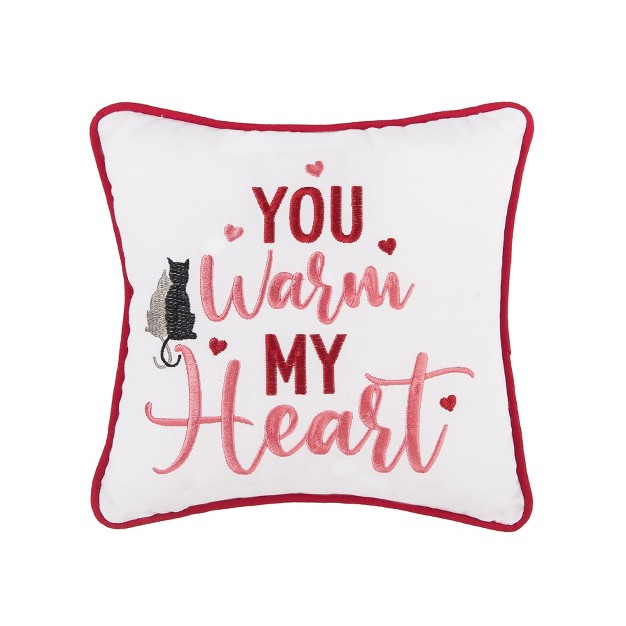 C amp f Home You Warm My Heart Valentine x27 s Day Embroidered 10 X 10 Inch Throw Pillow Pet Love Gift Animals Fur Baby Decorative Accent Covers For Couch And