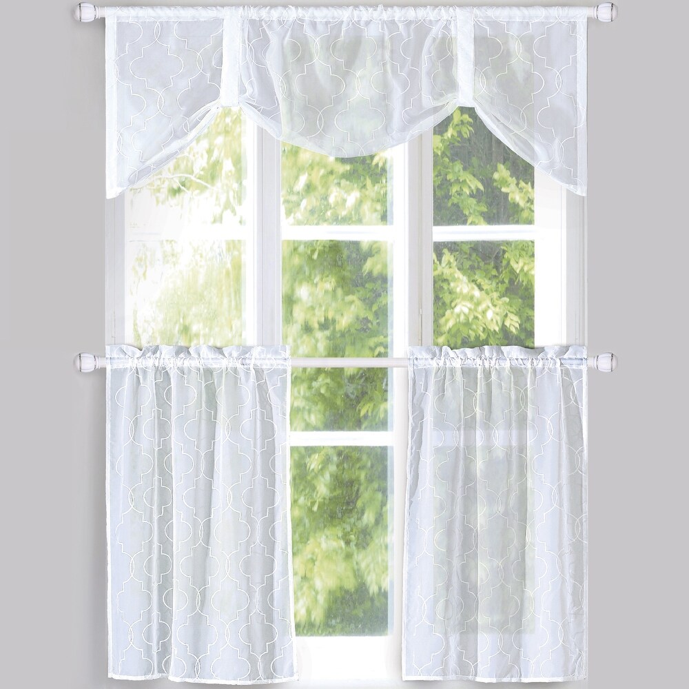 Serenta Kitchen Curtain 3 Pieces Set (Rod Pocket Tier Pair / Valance)   Set of 3