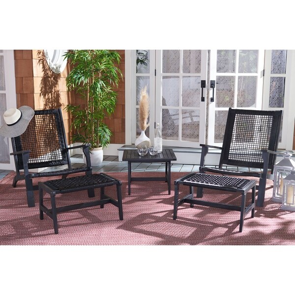 SAFAVIEH Chantelle Outdoor Solid Wood Chaise Lounge Chair and Stool Set of 2 (Includes End Table)