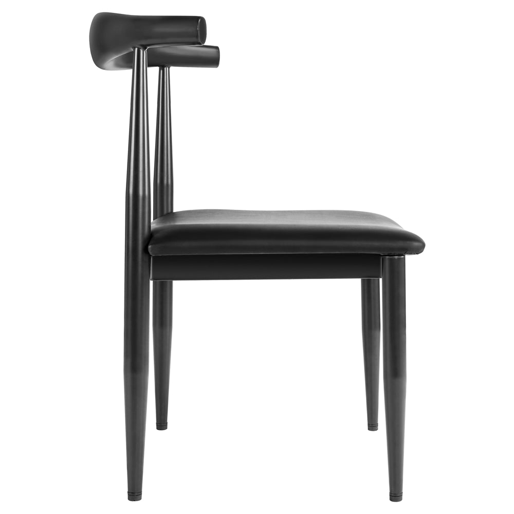 Easyfashion Set of 2 Armless Leather Dining Chairs for Home， Black