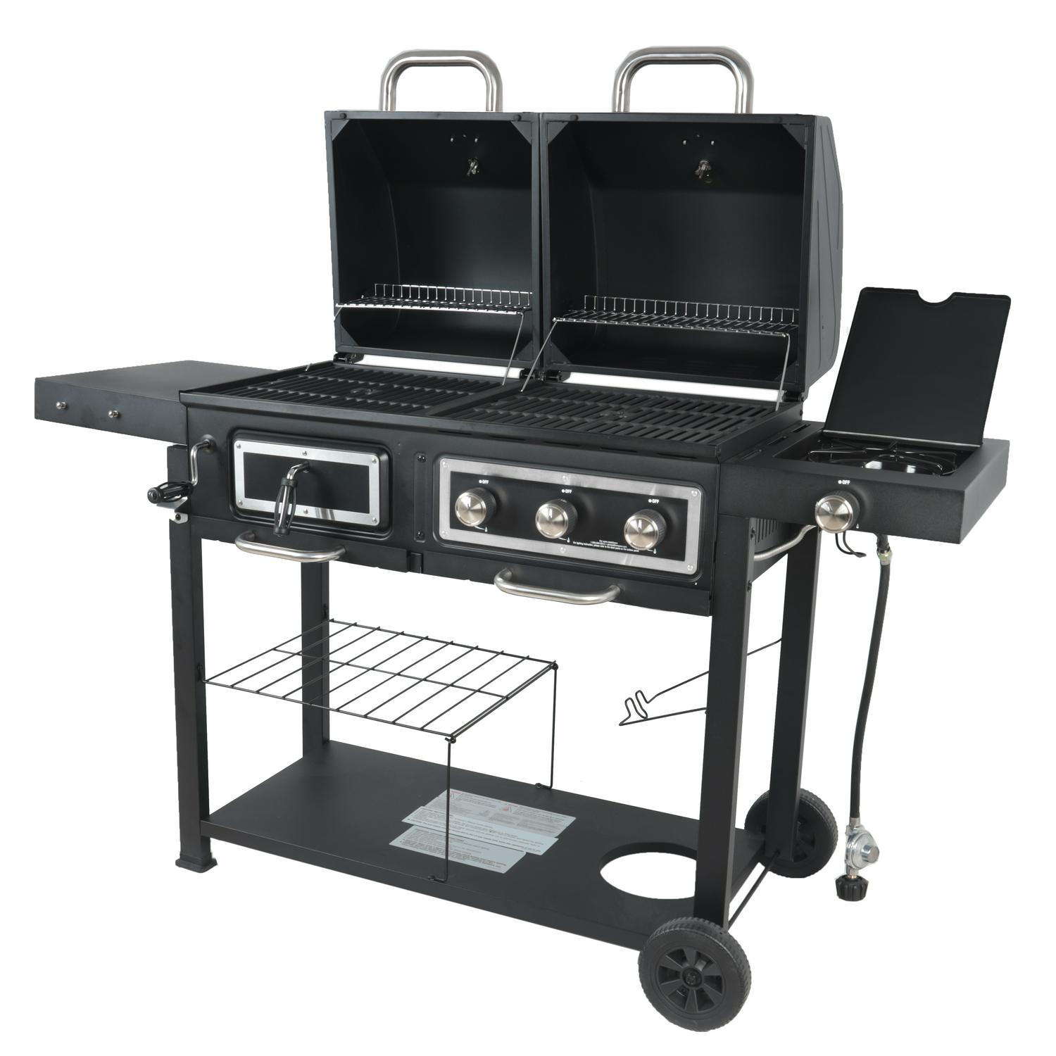 RevoAce Dual Fuel Gas and Charcoal Combo Grill Black with Stainless  Crowdfused