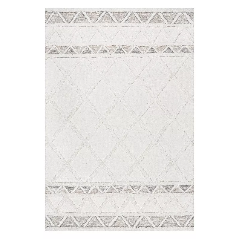 nuLoom Kenna Wool Shaggy High-Low Geometric Trellis Area Rug