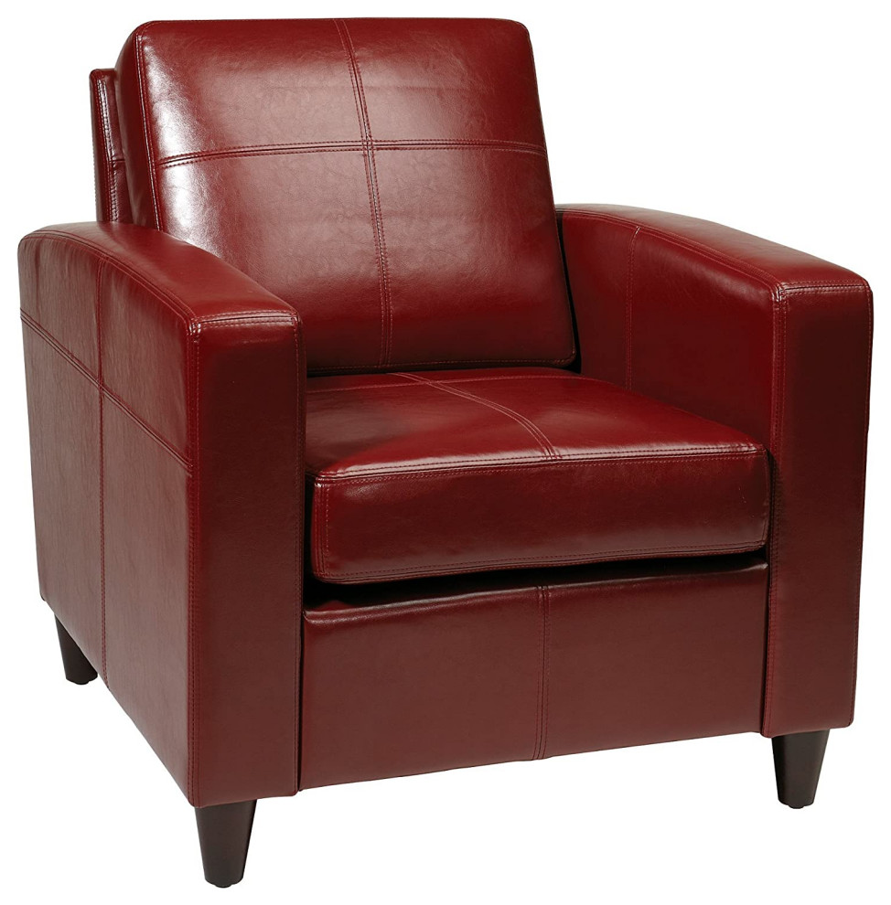 Modern Accent Chair  Crimson Red Faux Leather Set With Cushioned Backrest   Contemporary   Armchairs And Accent Chairs   by Declusia  Houzz