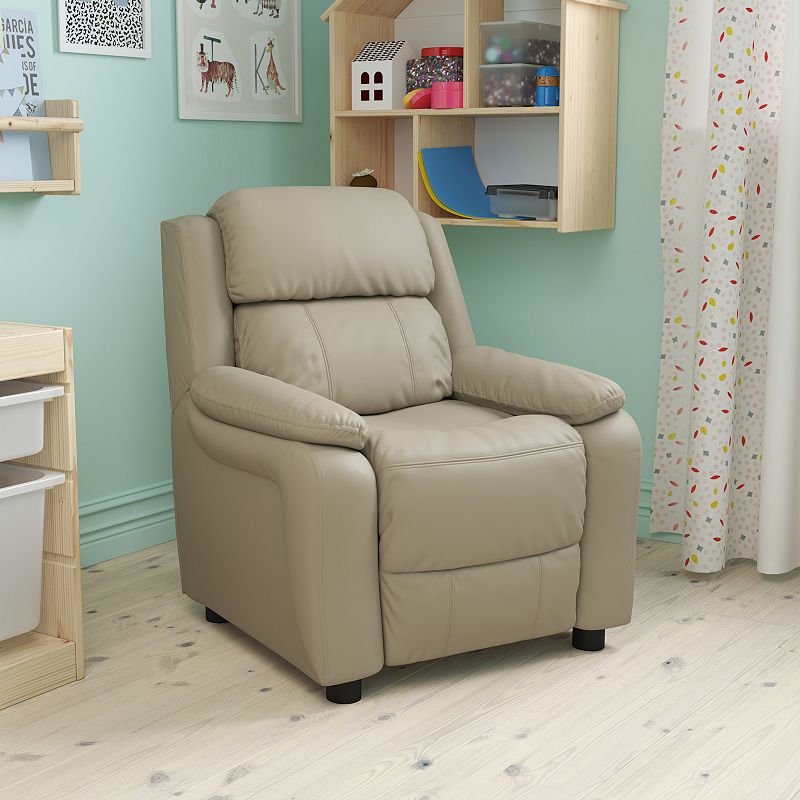 Kids Flash Furniture Deluxe Storage Arms Padded Recliner Chair