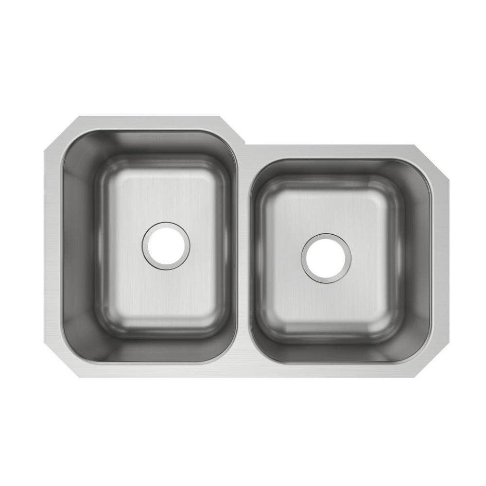 Elkay Avenue Undermount Stainless Steel 32 in. Offset Double Bowl Kitchen Sink HDU312010R