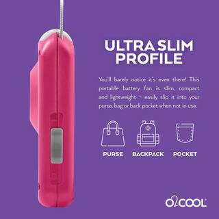 O2COOL Deluxe 2.5 in. Necklace Personal Fan in Raspberry FN02001