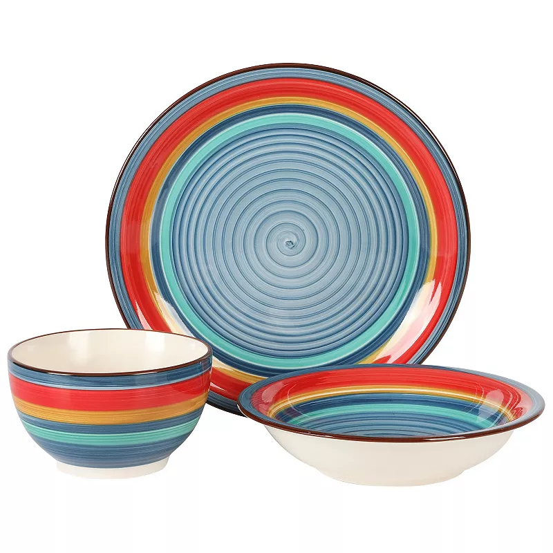 Gibson Home Rainbow 12 Piece Stoneware Dinnerware Set