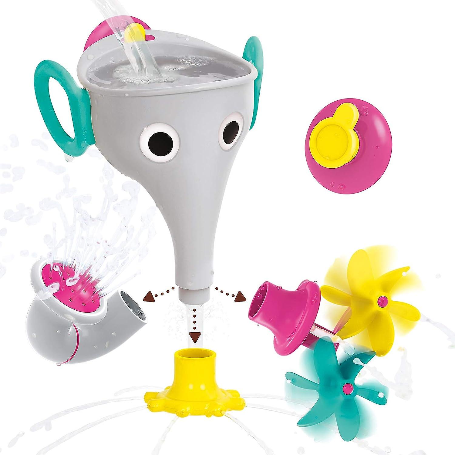 Funelefun Fill N Sprinkle Bath Toy. An Elephant Trunk Funnel Toddlers Play With 3 Interchangeable Trunk Accessories That Spins， Twist And Sprinkle， Pr