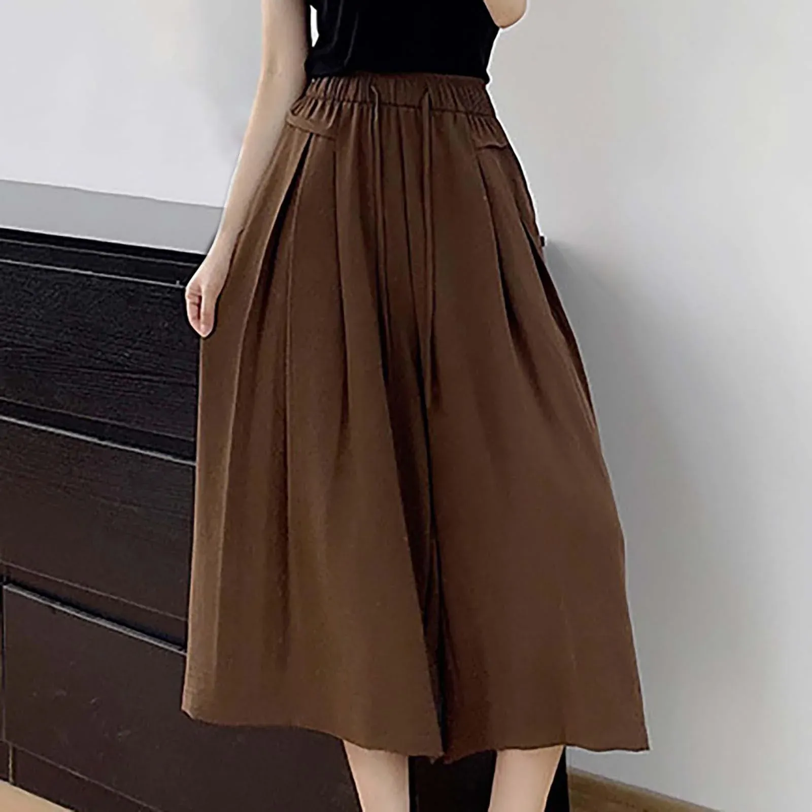 2023 Summer Thin Casual High Waist Large Size Slim Ice Silk Wide Leg  Pants