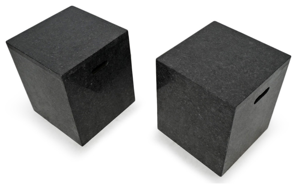 Black Marble Cube Stool / Table   Transitional   Side Tables And End Tables   by Design Mix Furniture  Houzz
