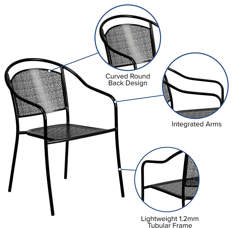 5 Pack Outdoor Dining Chair  Stackable Design With Mesh Round Back   Transitional   Outdoor Dining Chairs   by Decor Love  Houzz