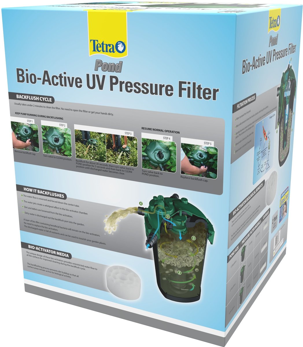 Tetra BP2500 Bio-Active Pressure Filter with 18 watt UV Clarifier， 2500-gal