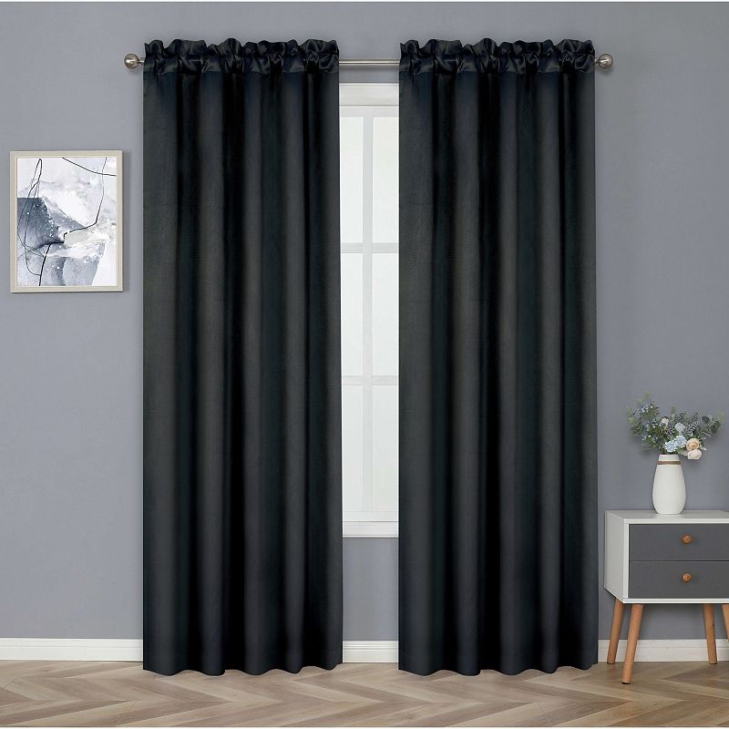 Kate Aurora Basic Drape Light Filtering Woven Jacquard Thermal Single Rod Pocket Window Curtain Panel