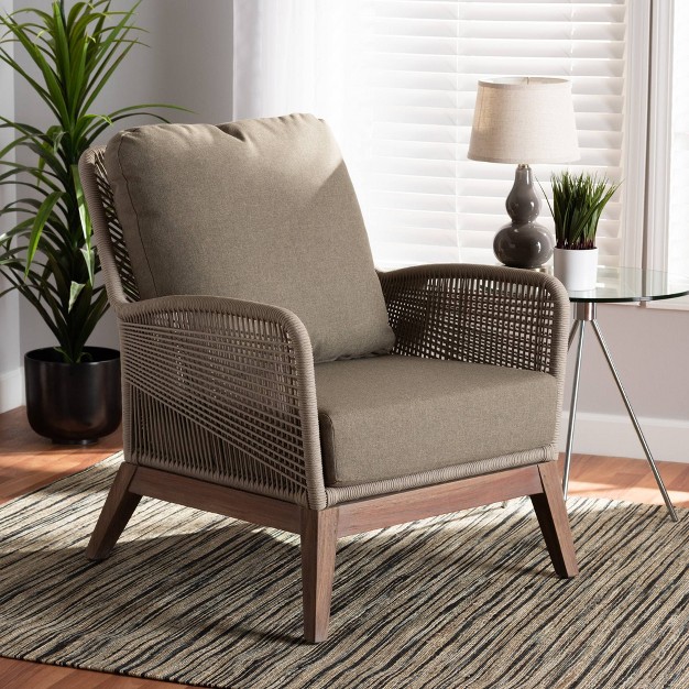 Jennifer Woven Rope Mahogany Accent Chair Gray walnut Brown Bali amp Pari