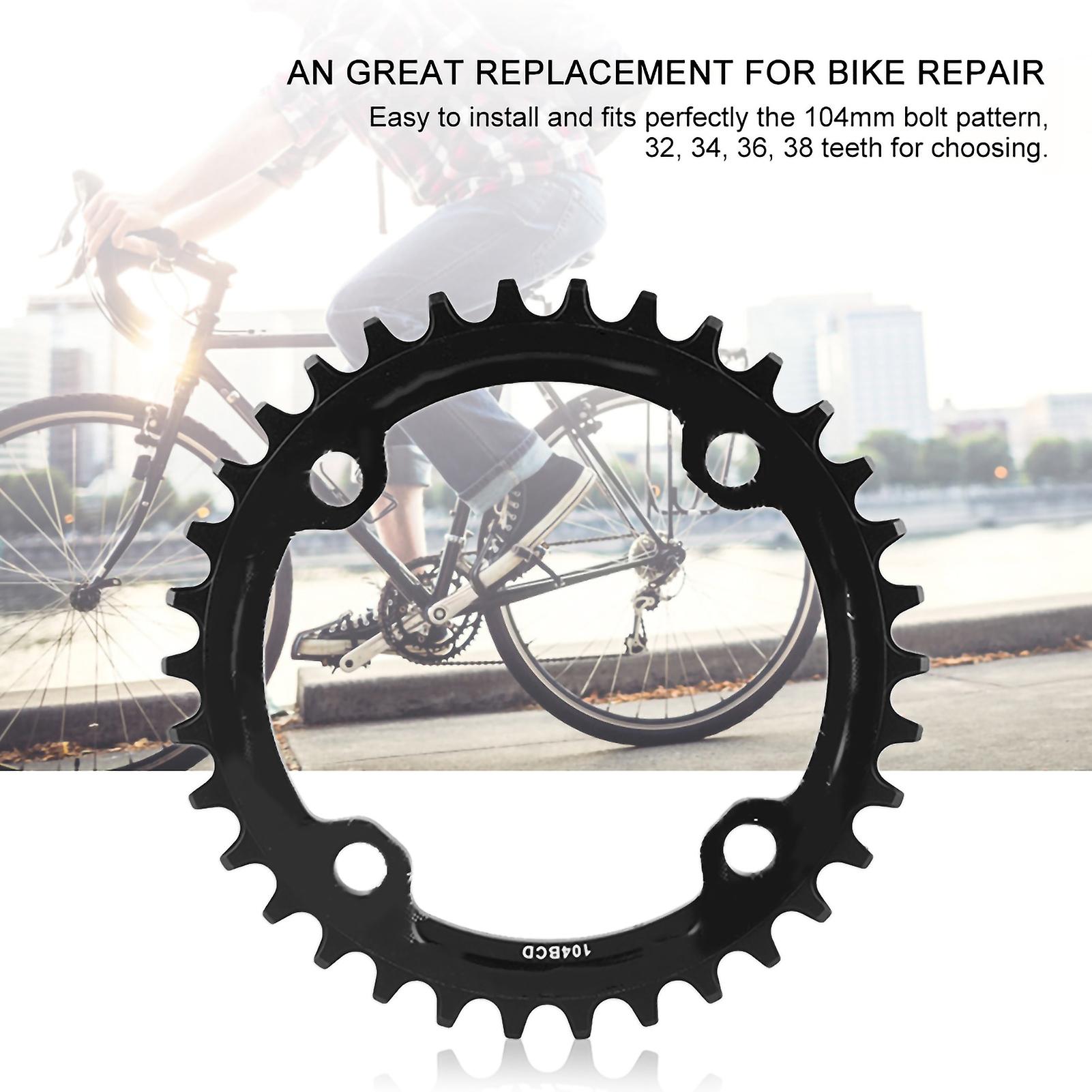 32/34/36/38t Bcd 104 Mountain Bike Steel Single Crank Chain Ring Repair Parts (black 34t)