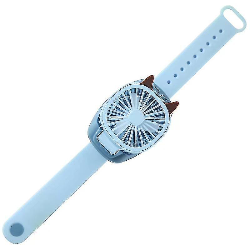 Watch Fan Blue Creative Usb Charging Cartoon Fan Children's Handheld Wristband Electric Fan， 25.5cm Battqx