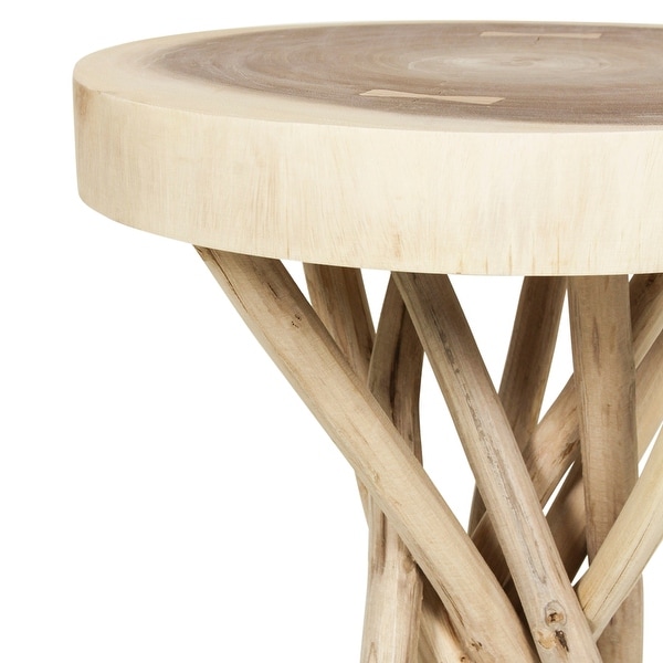 Cross Cut Accent Table with Branch Bundle Base