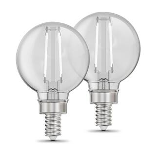 Feit Electric 40-Watt Equivalent G16.5 E12 Candelabra Dimmable White Filament CEC Clear Glass LED Light Bulb Soft White 2700K(2-Pack) G1640927CAWFILHDRP2