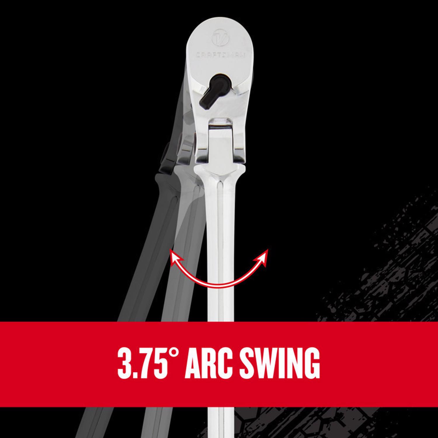 Craftsman V-Series 3/8 in. drive Comfort Grip Long Flex Head Ratchet 96 teeth