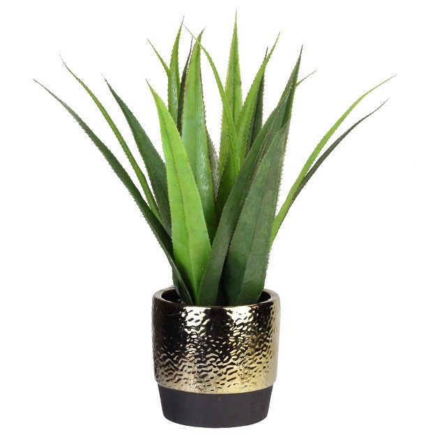 Agave Succulent Artificial Potted Plant Green gold