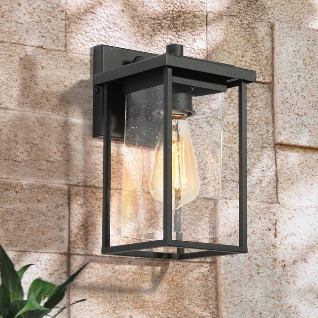 Metal seeded Glass Square Modern Outdoor Wall Light Black Lnc