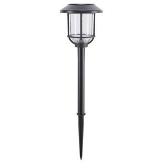 Hampton Bay Millbrook 14 Lumens Solar Black LED Metal and Glass Landscape Pathway Light (4-Pack) SPP250112PK4