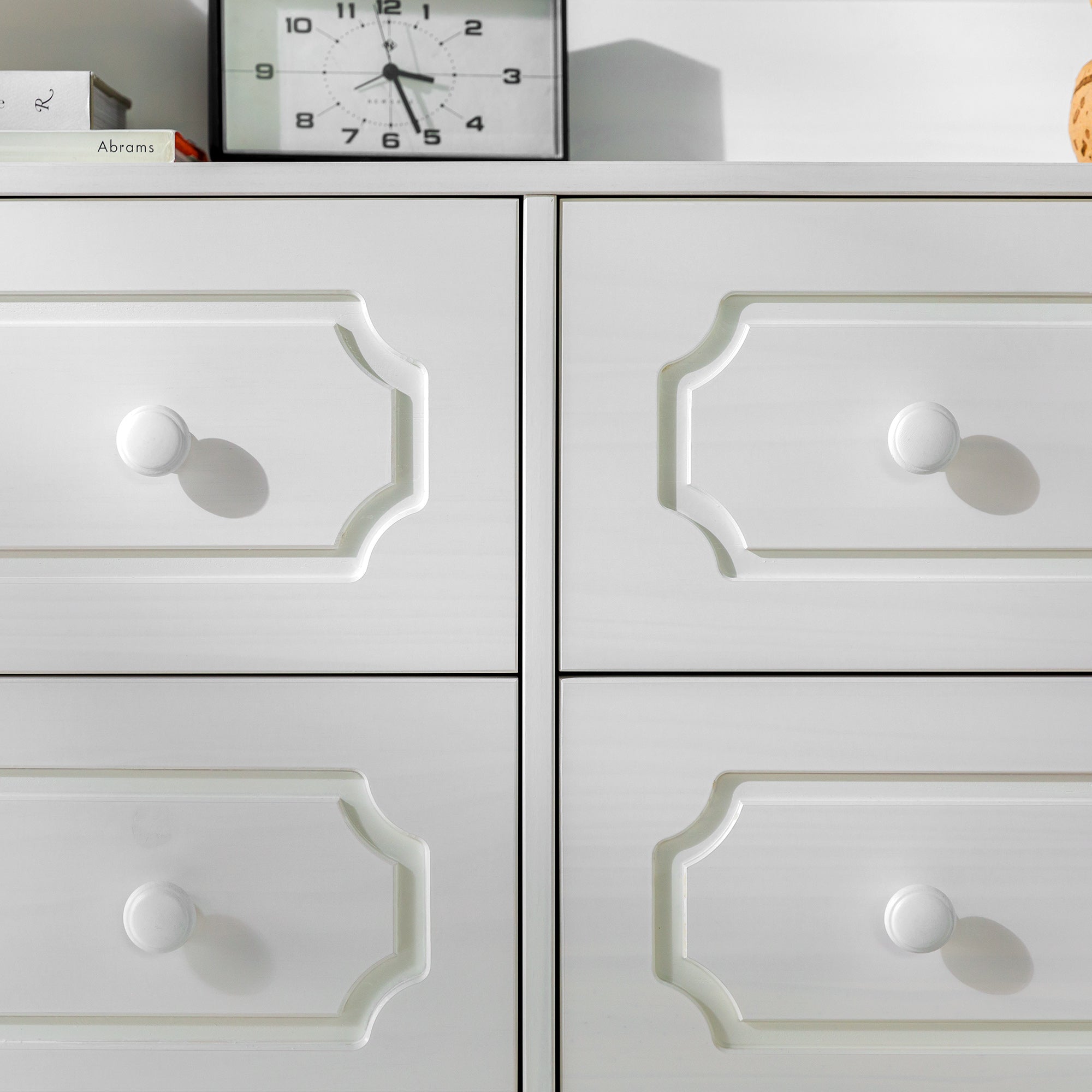 Manor Park Classic Gallery-Top Beveled 6-Drawer Dresser, White