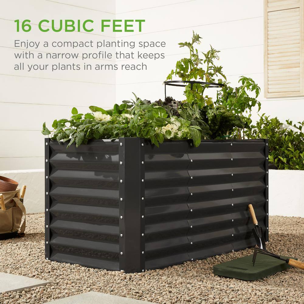 Best Choice Products 4 ft. x 2 ft. x 2 ft. Charcoal Outdoor Steel Raised Garden Bed Planter Box for Vegetables Flowers Herbs SKY6637