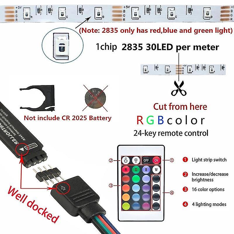 1m-20m Led Strip Light Rgb 2835 Flexible Lamp Tape Usb Bluetooth Control Tv Screen Luces Party Holiday Gift Bedroom Decoration