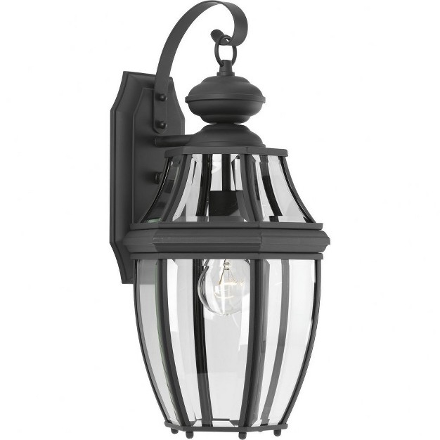 Progress Lighting New Haven 1 light Outdoor Black Wall Lantern With Clear Beveled Glass Shade