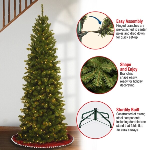 National Tree Company 6.5 ft. North Valley Spruce Pencil Slim Tree with Clear Lights