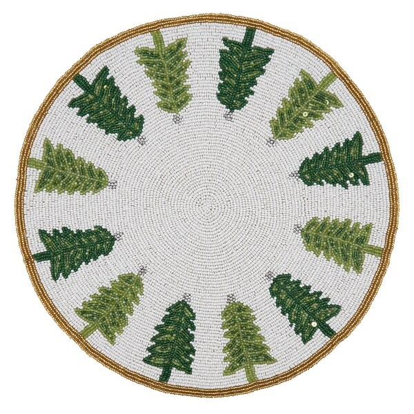 Beaded Placemats With Christmas Trees Design (Set of 4)