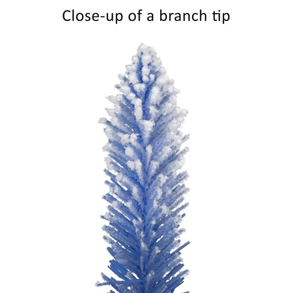 Puleo International 6 ft. PreLit Flocked Blue Artificial Alpine Pencil Tree