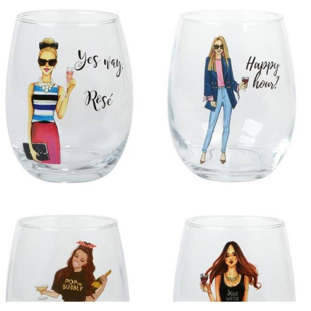 Certified International Girlfriends 20 oz. Stemless Wine Glass (Set of 6) 41259SET6