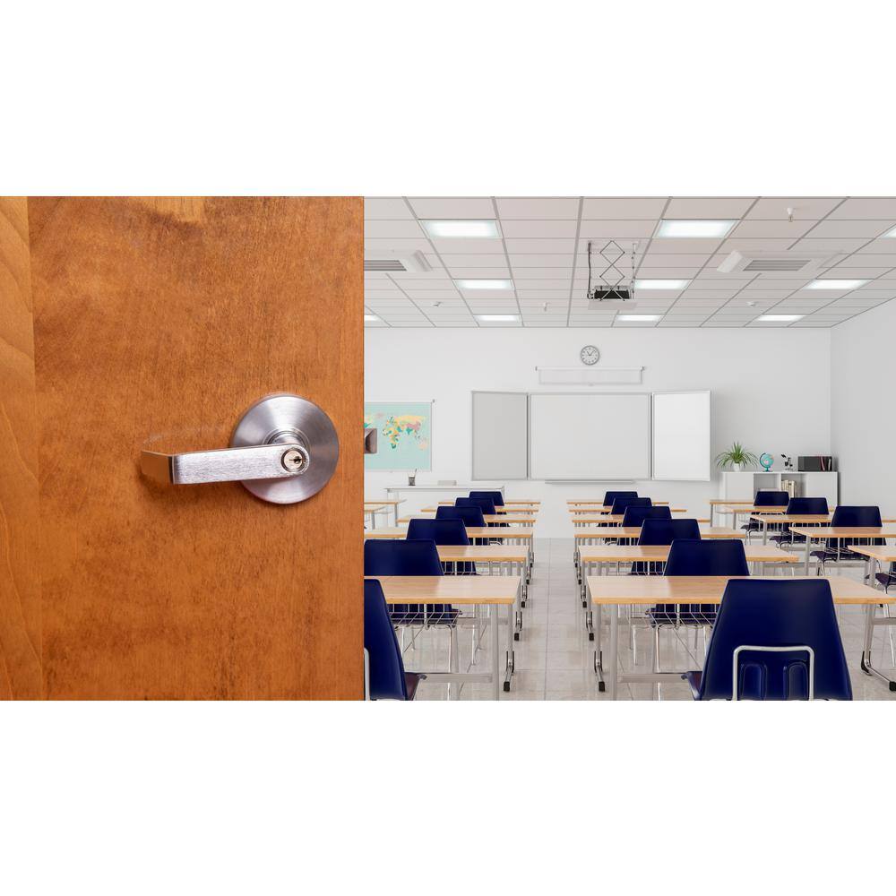 Global Door Controls Eiffel Standard Duty Brushed Chrome Grade 2 Commercial Cylindrical Classroom Door Handle with Lock and Clutch Function GAL-1170L-R-626