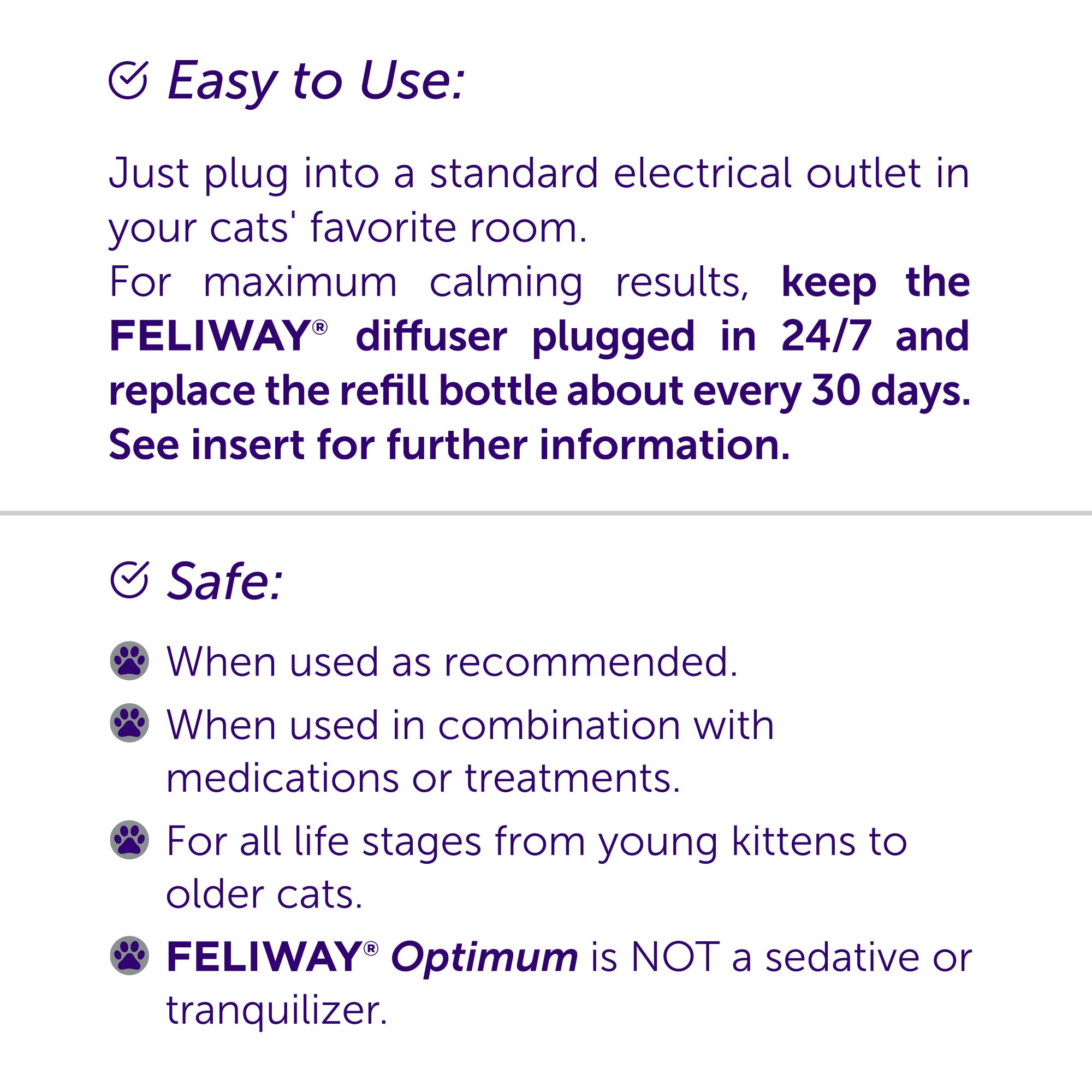 Feliway Optimum Diffuser  Refill Kit for Cats， 48 ml.