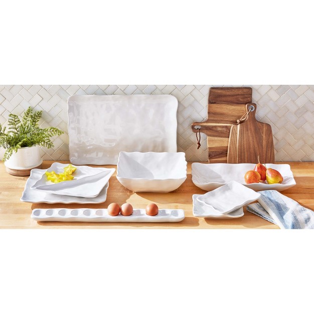 Tagltd Formoso White Stoneware Square Dinnerware Serving Tray Platter Dishwasher Safe 12 0 Inch