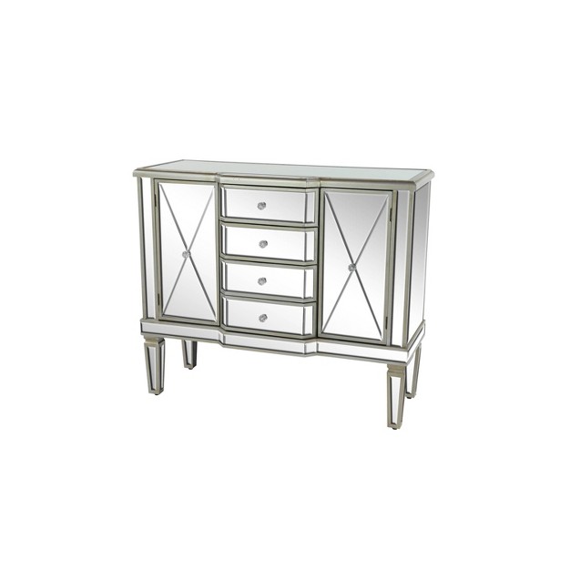 Glam Mirrored Rectangular Storage Cabinet Silver Olivia amp May