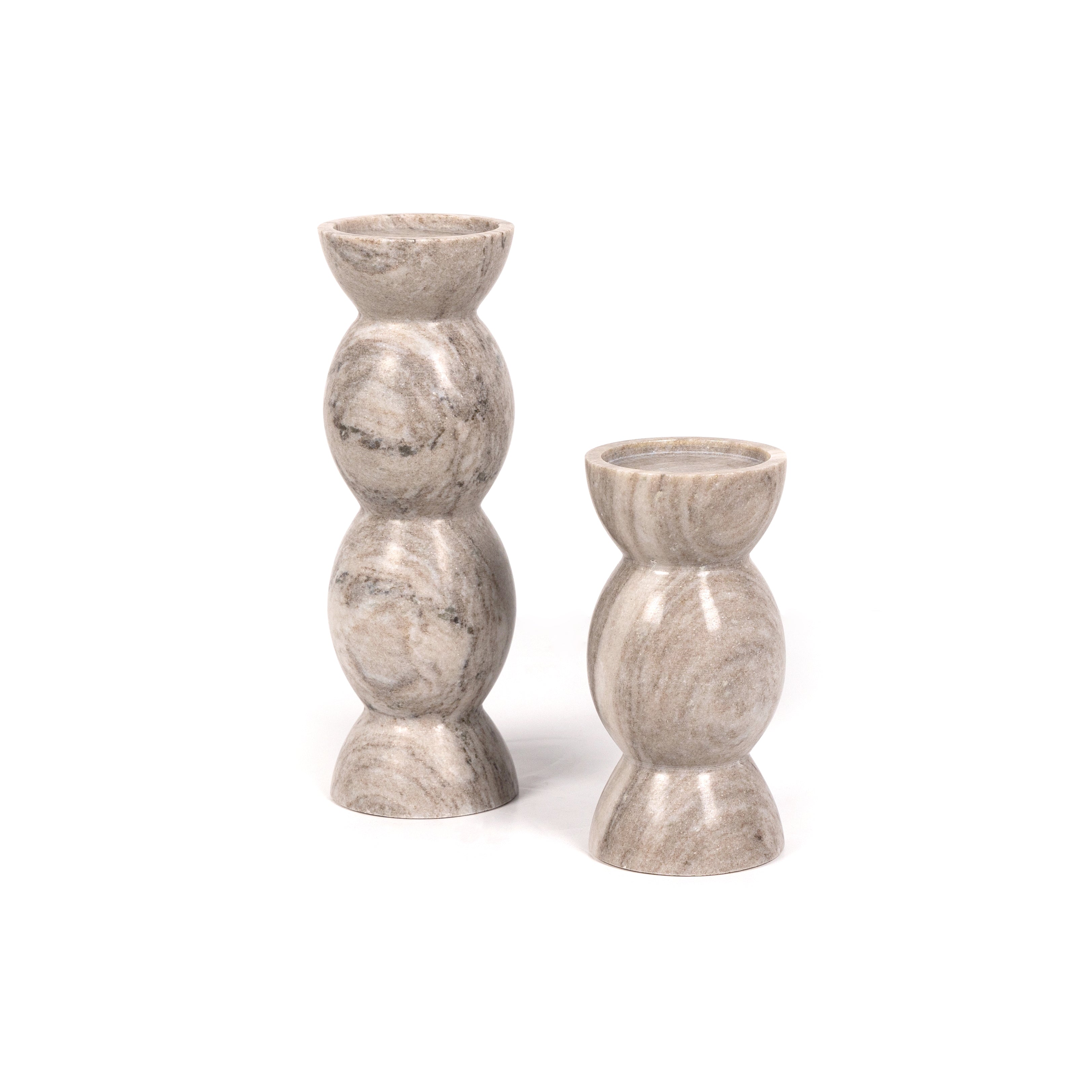 Kivu Pillar Candle Holder, Set Of 2 - Grey