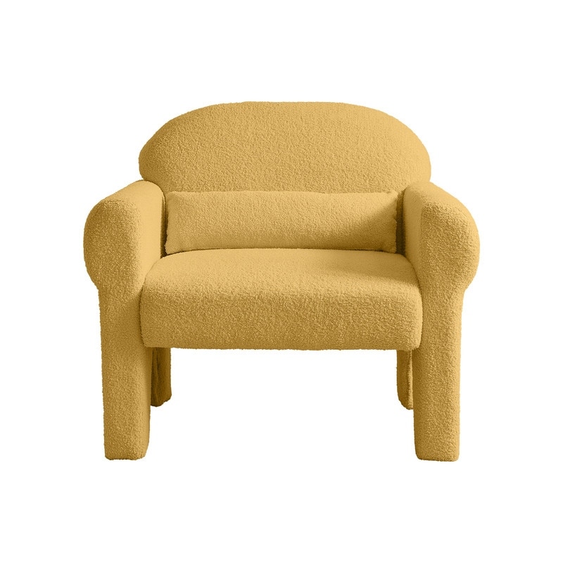 Loveseat   Accent Chair Sets  Yellow Lambswool Sofa with Pillows   1+2 Seater