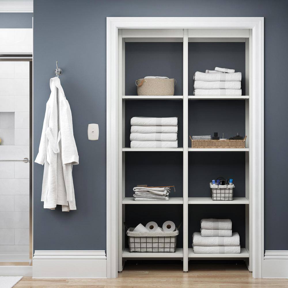 CLOSETS By LIBERTY 46.5 in. W White Adjustable Tower Wood Closet System with 10 Shelves HS6600-RW-04