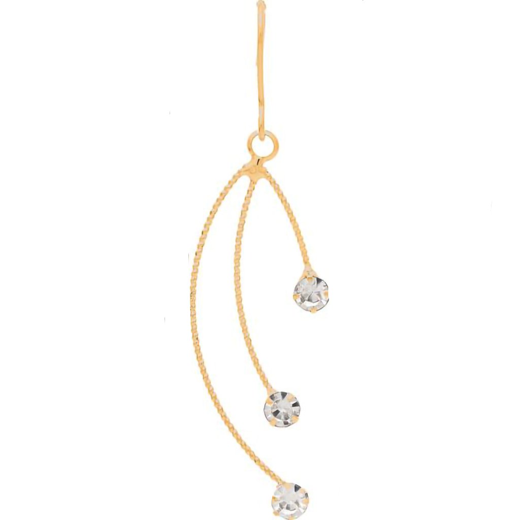 Rain   Gold Arc Triple Wire Cubic Zirconia Earring