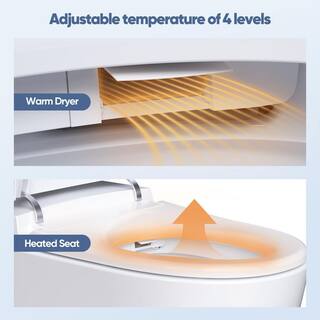 HOROW Elongated Smart Toilet Bidet in White with Auto Open Auto Close Auto Flush Heated Seat and Remote HR-0005