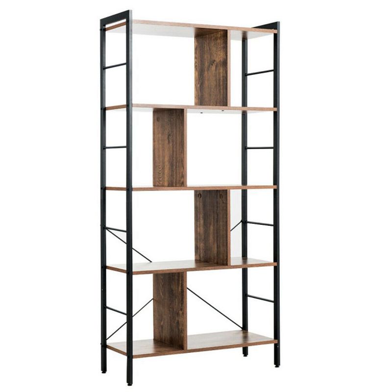 Hivago 4-Tier Industrial Freestanding Bookshelf with Metal Frame